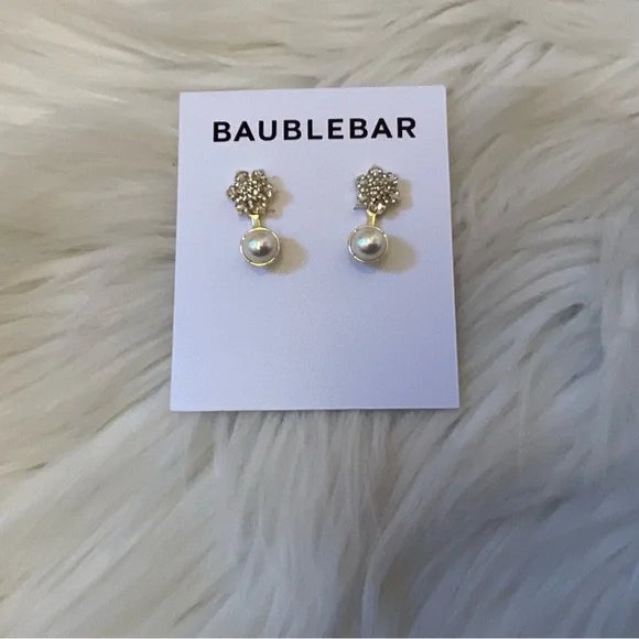 Baublebar Crystal Snowflake & Faux Pearl Earrings - New on Card - Picture 6 of 8